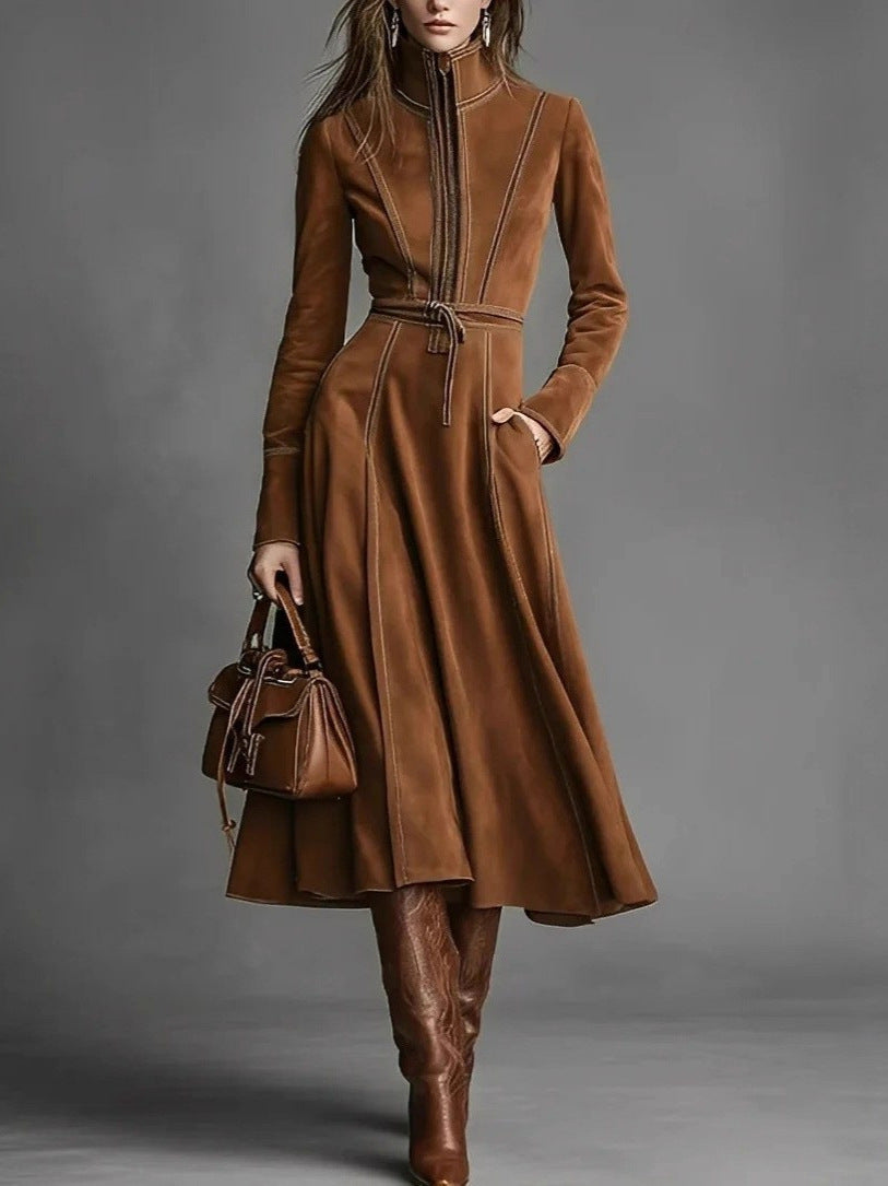 Rosalind Vérité™ | Suede Lace-Waist Midi Dress