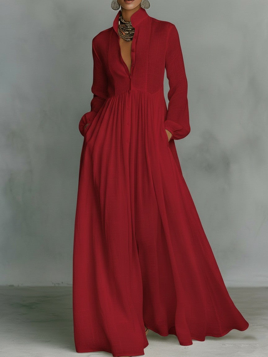 Élanoire™ - Elegant Pleated Maxi Dress