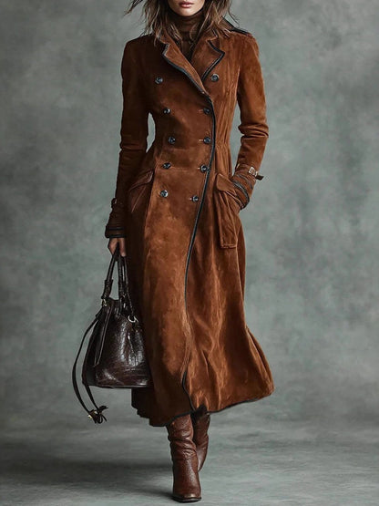 Sierra West™ | Suede Western Lapel Long Coat