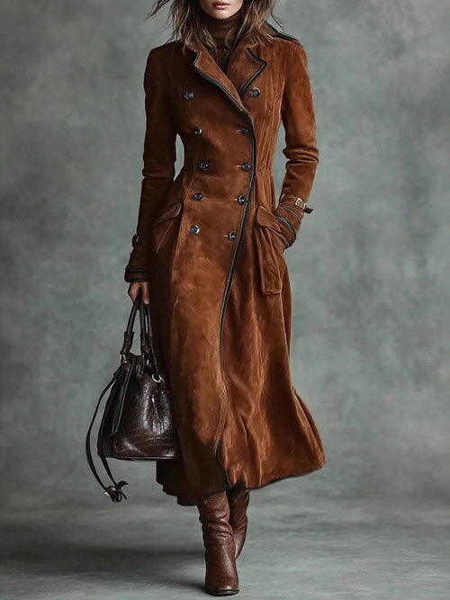 Sierra West™ | Suede Western Lapel Long Coat