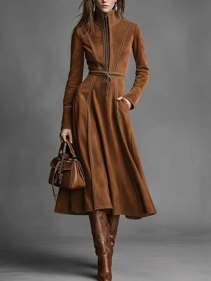 Rosalind Vérité™ | Suede Lace-Waist Midi Dress