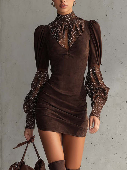 Vivienne D’Or™ | Polka-Dot Silk-Blend Suede Mini Dress
