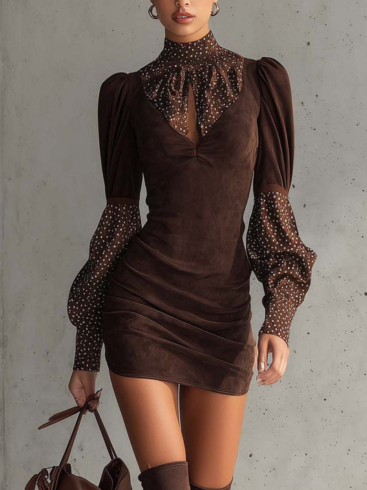 Vivienne D’Or™ | Polka-Dot Silk-Blend Suede Mini Dress