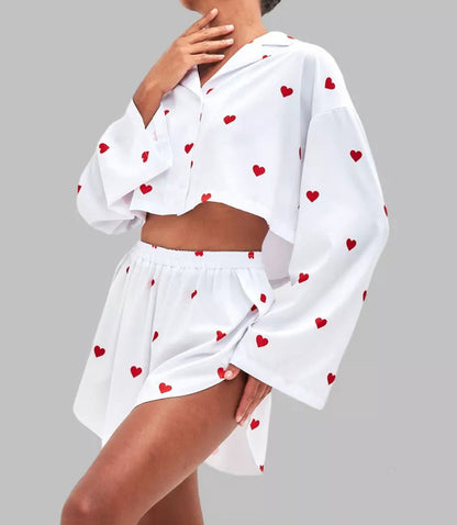 Heart Print Women’s Pajama Set