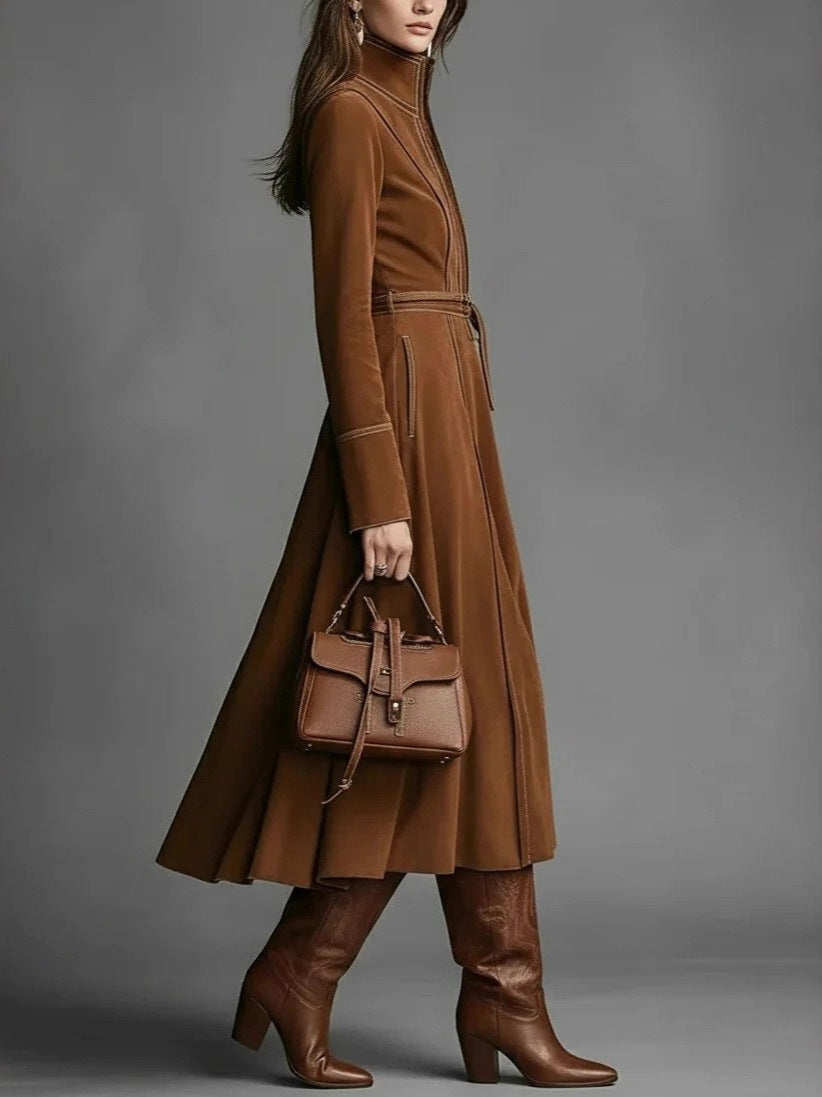 Rosalind Vérité™ | Suede Lace-Waist Midi Dress