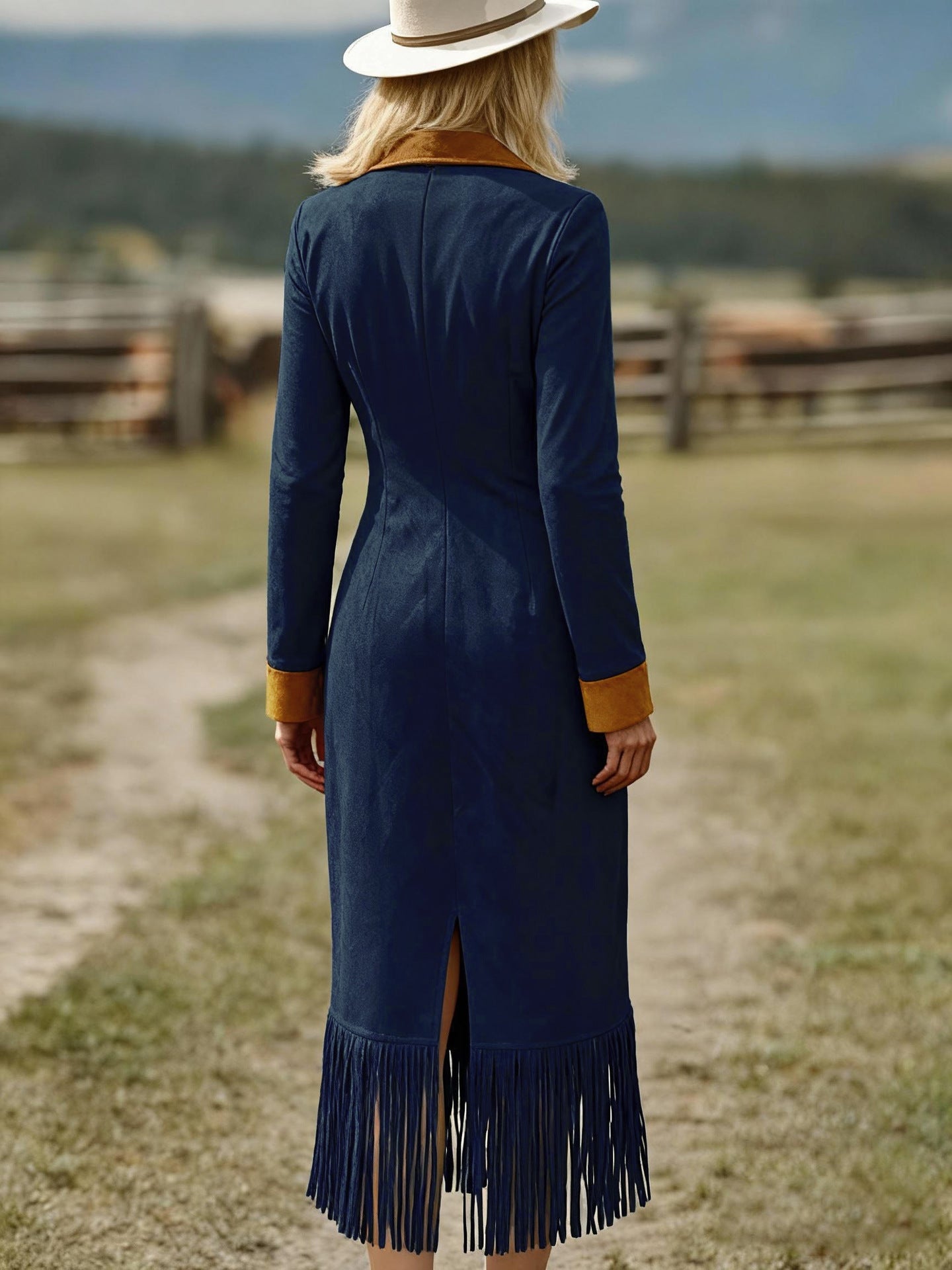 Maribel Oeste™ | Suede Tassel Splice Midi Dress