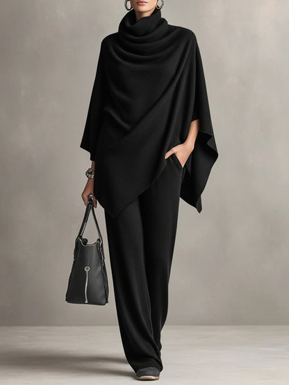 Helena Morgen™ | Velvet Cape & Wide-Leg Trouser Set