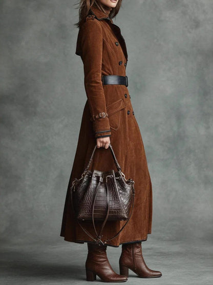 Sierra West™ | Suede Western Lapel Long Coat