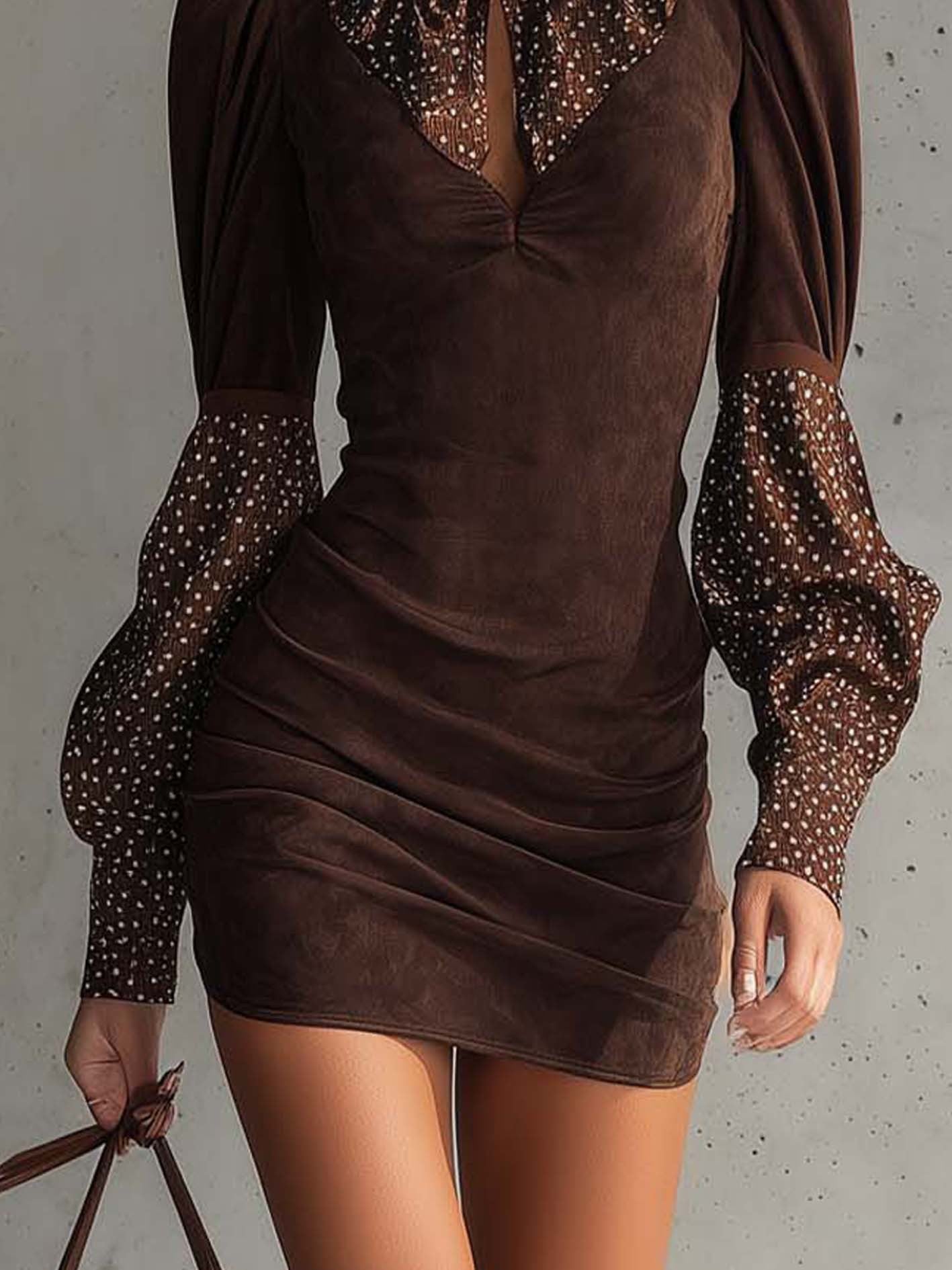 Vivienne D’Or™ | Polka-Dot Silk-Blend Suede Mini Dress