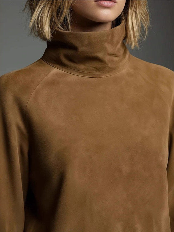 Ardenne Atelier™ | Deerskin Velvet High-Collar Mini Dress