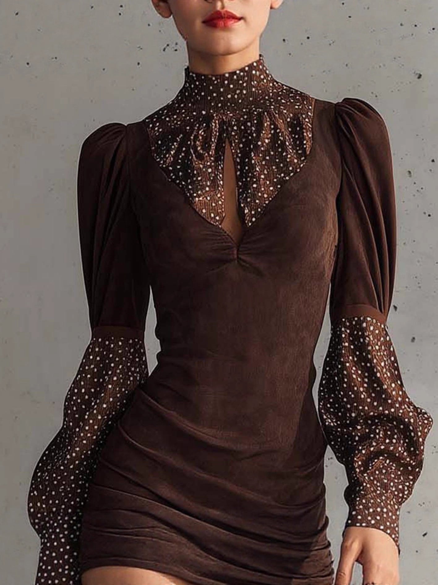 Vivienne D’Or™ | Polka-Dot Silk-Blend Suede Mini Dress