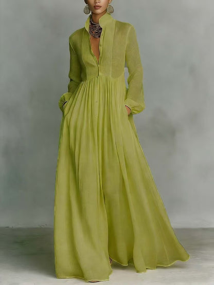 Élanoire™ - Elegant Pleated Maxi Dress