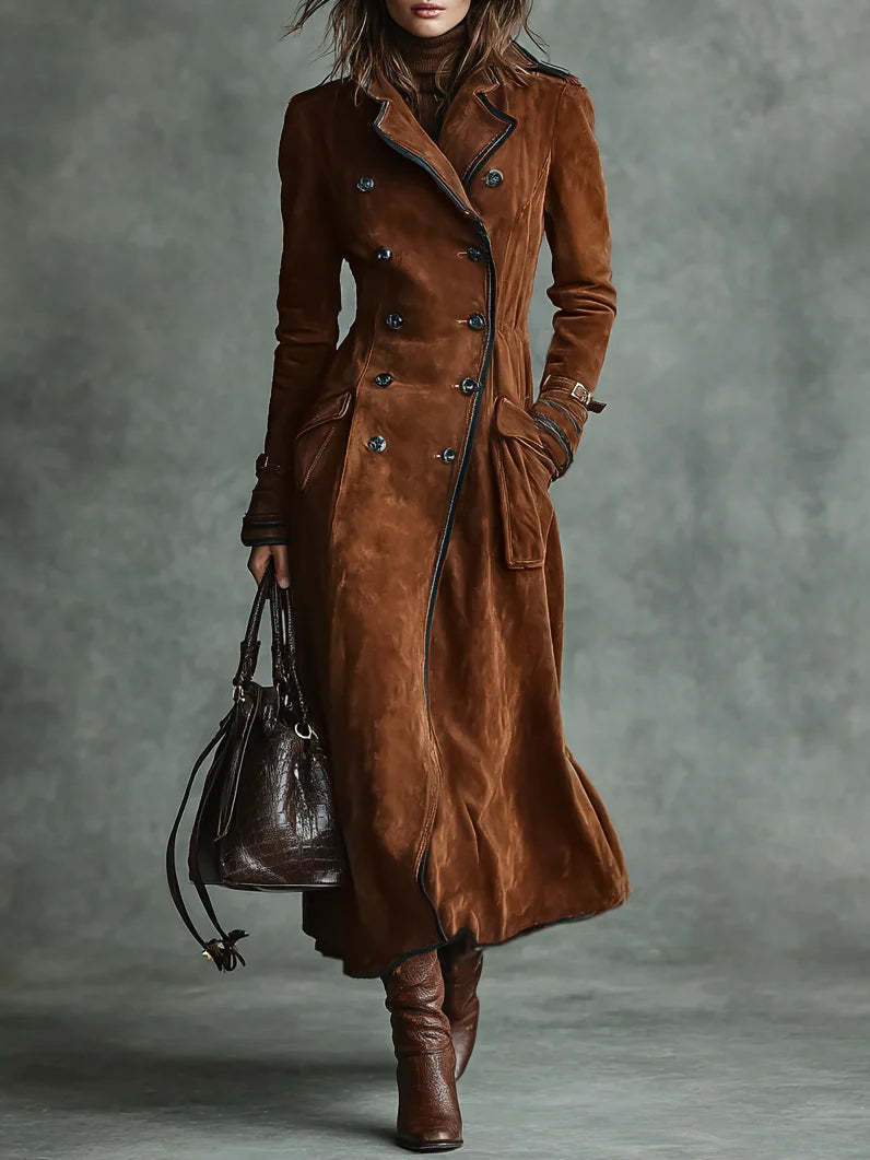 Sierra West™ | Suede Western Lapel Long Coat