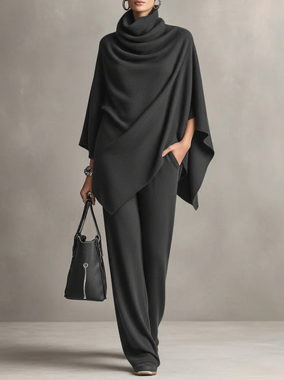 Helena Morgen™ | Velvet Cape & Wide-Leg Trouser Set