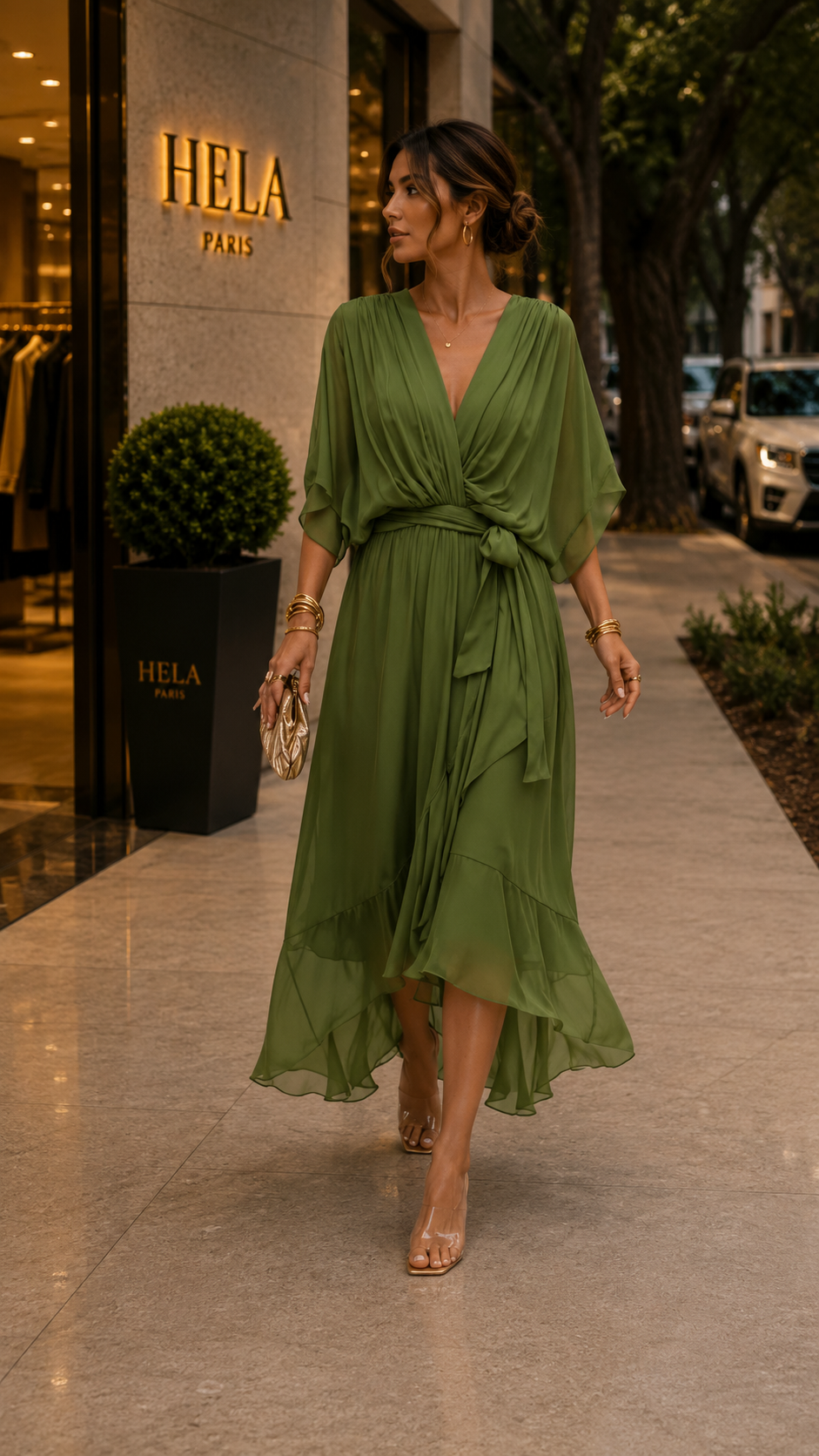 Soleil Drapé™ - Irregular Chiffon Wrap Dress