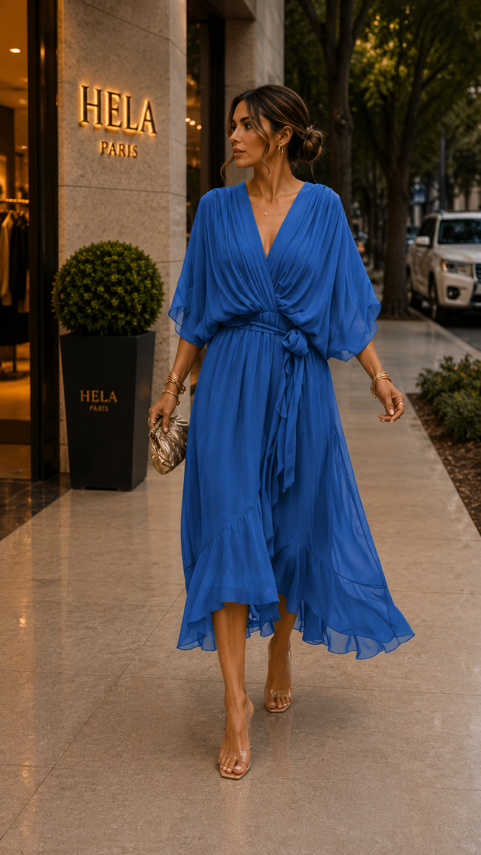 Soleil Drapé™ - Irregular Chiffon Wrap Dress