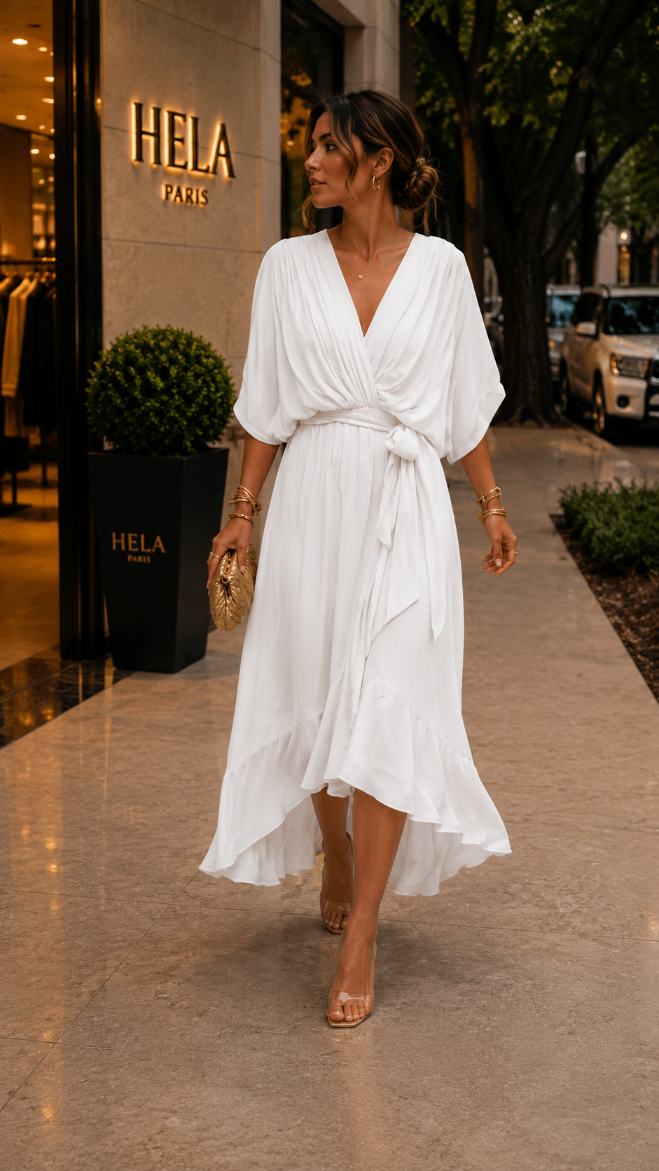 Soleil Drapé™ - Irregular Chiffon Wrap Dress