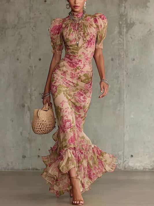 Élan Fleurs™ | Sheer Mesh Fishtail Gown