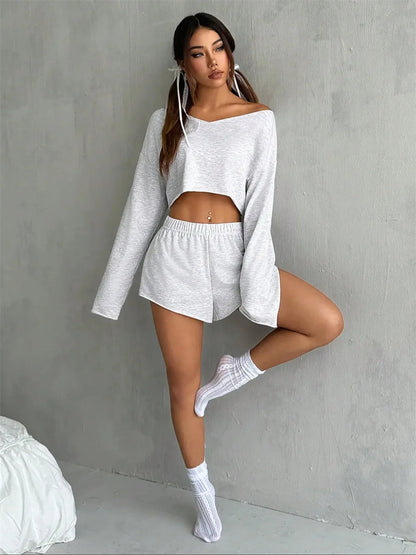 Hela Elegant Navel Top & Shorts Set