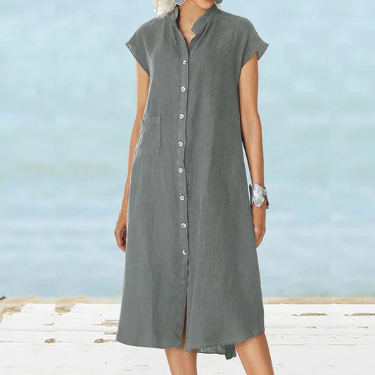 HELA KATOENEN LINNEN JURK