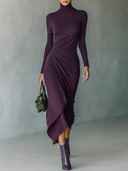 Valeria™ | Irregular High-Neck Wrap Midi Dress